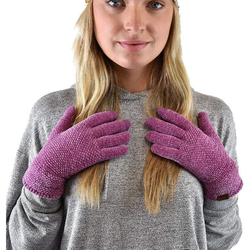 Women's Lavender Winter Warm Eco-friendly Chenille Touchscreen Texting Gloves
